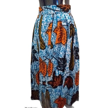 Ankara Pleated Midi Skirt - Multicolour