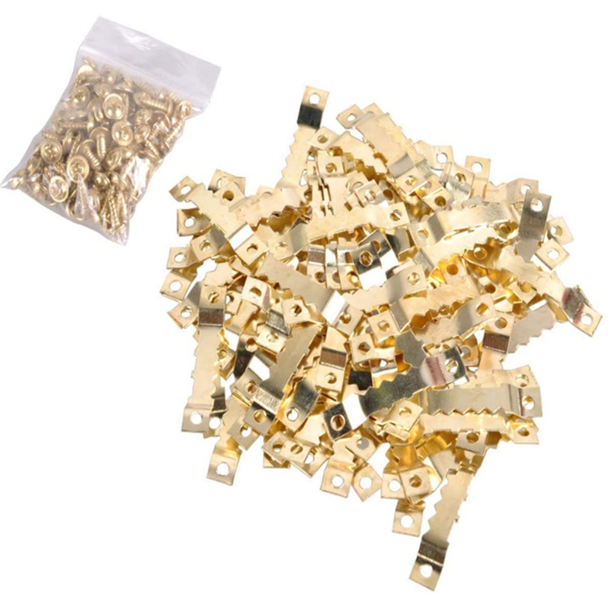 100Pcs Sawtooth Picture Hangers Double Hole With Screws