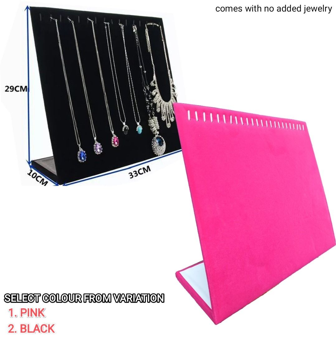 New Velvet Easel 24 Hangers Necklace Bracelet Chain Pendant Show Display Jewelry Stand Holder Showcase Foldable Rack