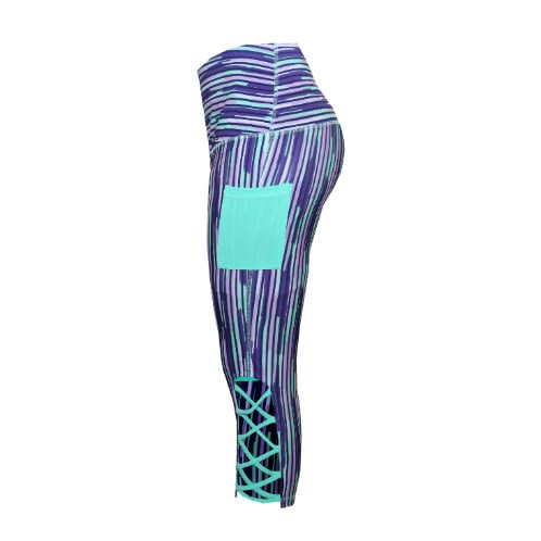 Laced Leggings - Blue Strip