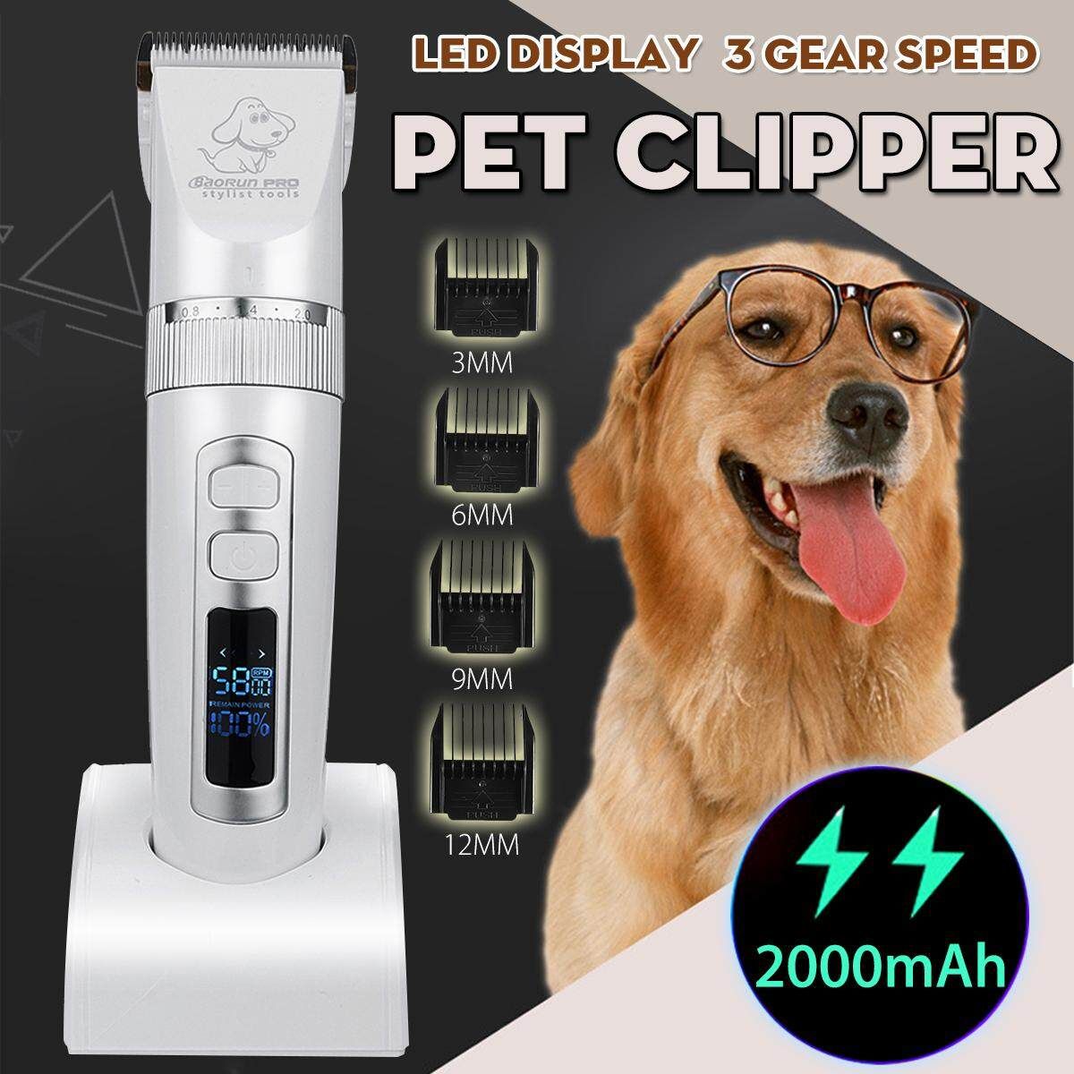 Professional Pet Cat Dog Rabbit Clipper Grooming Electric Chargeable Trimmer White