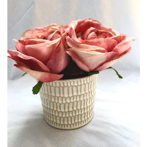 Potted Plant Realistic Faux Rose Silk Flower Decor - Artificial Flower