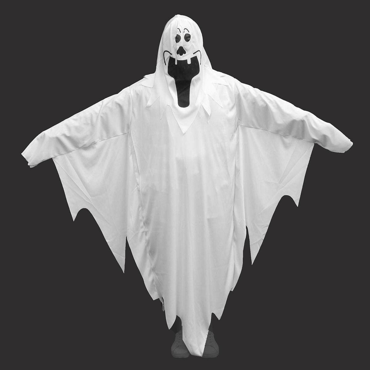 Adult Chirlden White Goule Costume Hoodd Robe Halloween Fancy Family Dress Adult