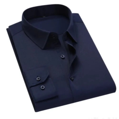 Regular Cotton Long Sleeve Shirt - Navy Blue