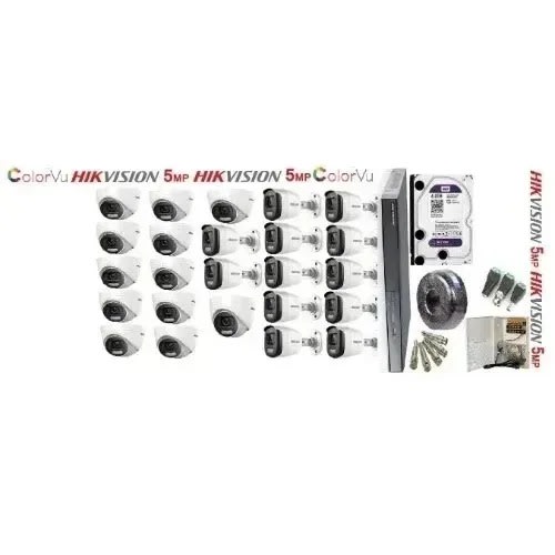 Indoor And Outdoor 5mp Ccv + Dvr Surveillance Camera Kit With 4tb - 24 Pieces