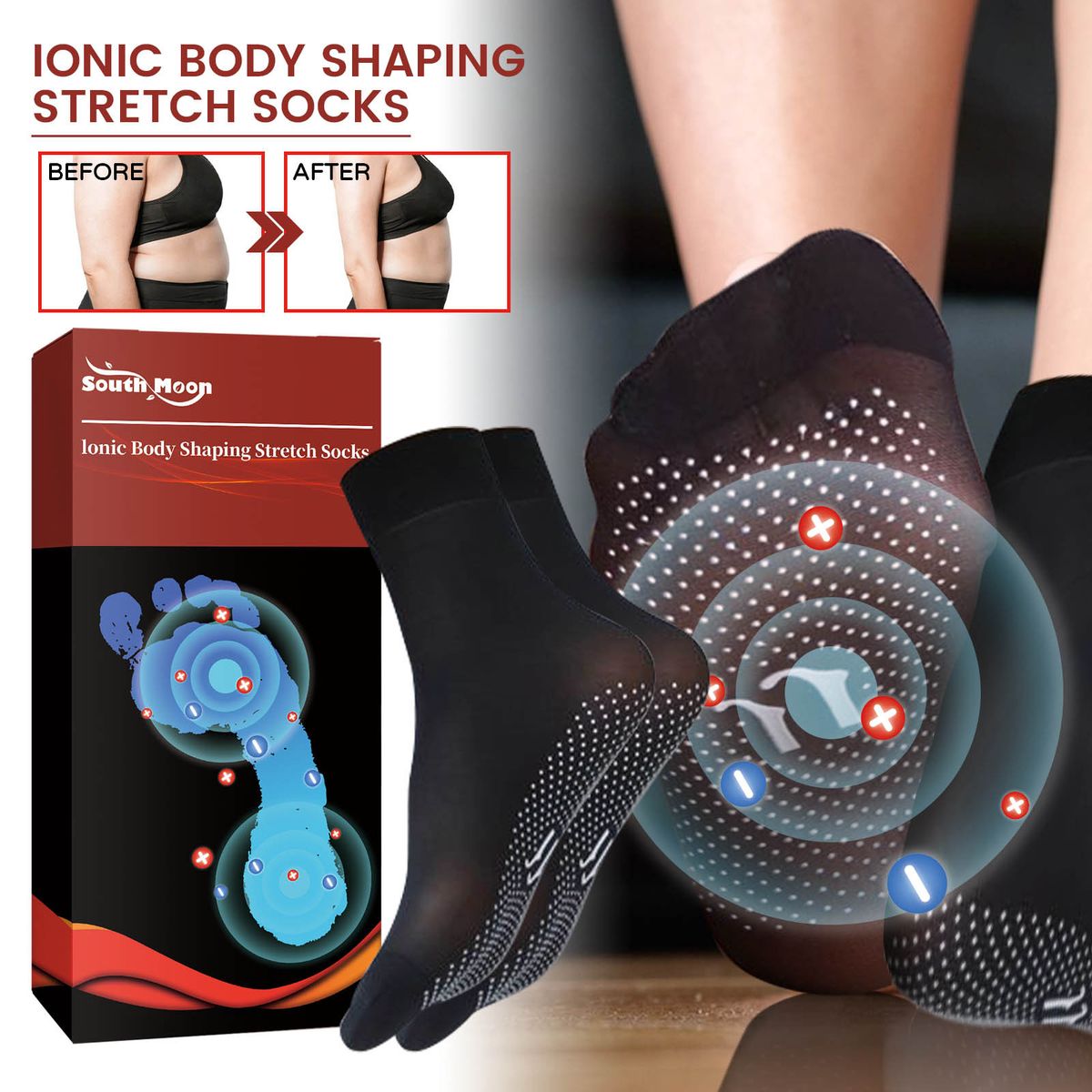Tourmaline Ionic Body Shaping Slimming Stretch Socks Unisex