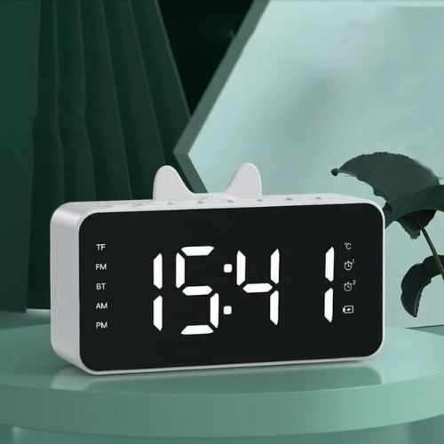 Wireless Speaker With Alarm Clock And Calendar - White