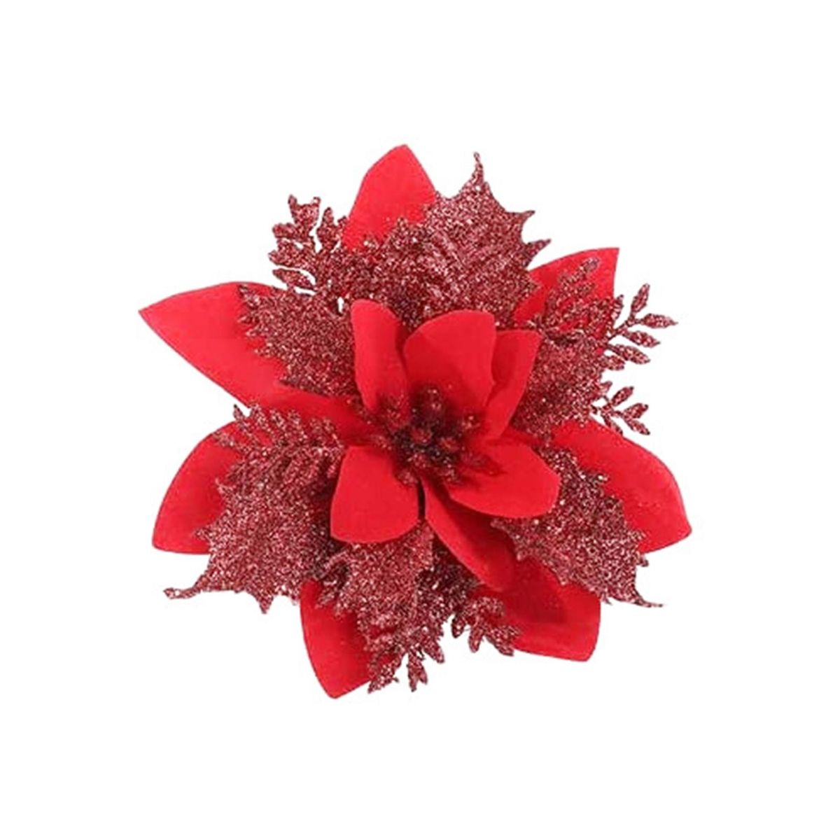 2 PcsSet Christmas Faux Flower Multi Layers Xmas Tree Ornament Red