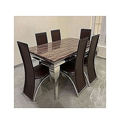 G-pearls 6 Seater Marble Dining Set