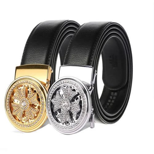 Leather Men's  Rotating Automatic Buckle Belt  - 2pcs