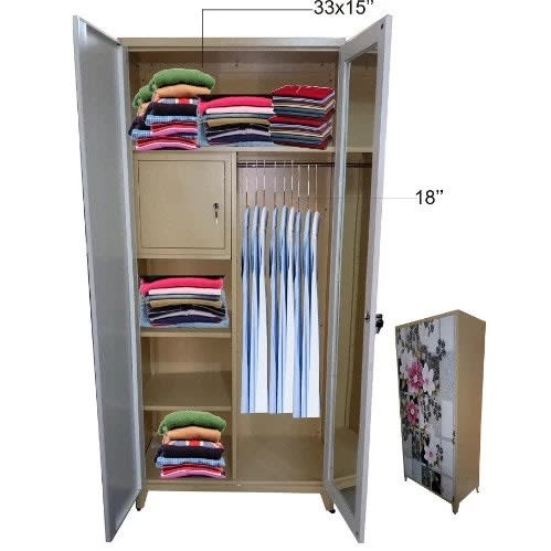 Two Doors Full Metal Ward Rope With Safety Locker & Mirror - H78" X W35" X D19"