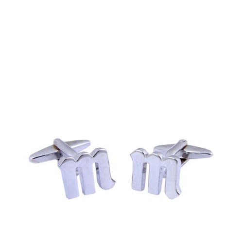 M-Shaped Stainless Steel Cufflink - Silver - MC-4016