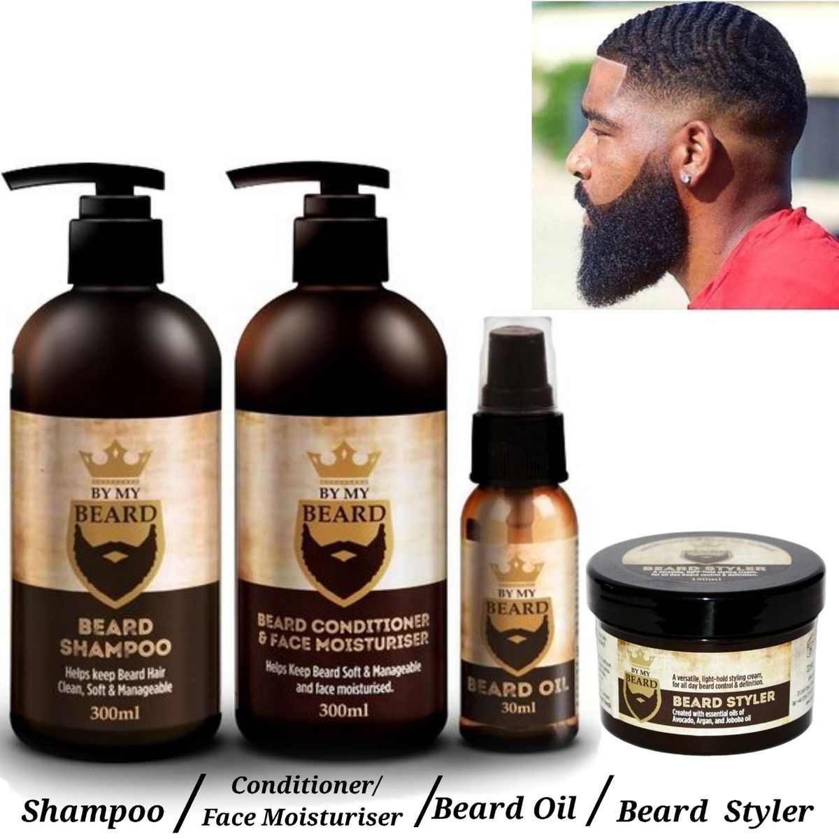 Instant Facial Rapid Beard Growth Oil, Shampoo, Conditioner & Styler