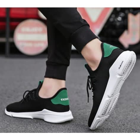 Sports Sneakers - Unisex - Black & Green