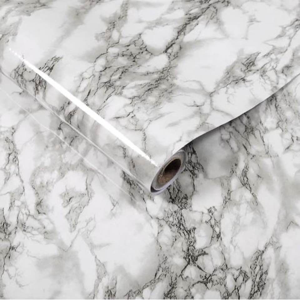 White And Grey Water Proof Marble Sticker Wallpaper - 3 SQM