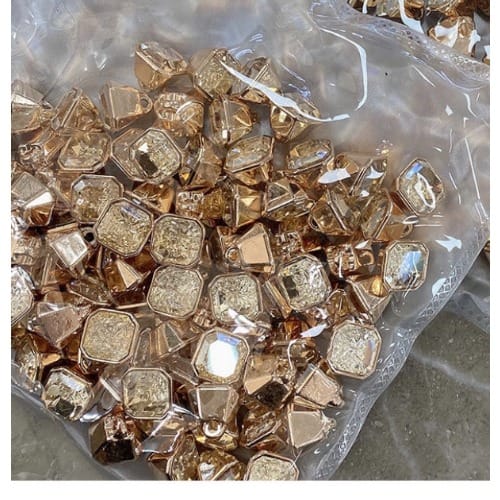 10 Pieces Of Square Gold Button- Big