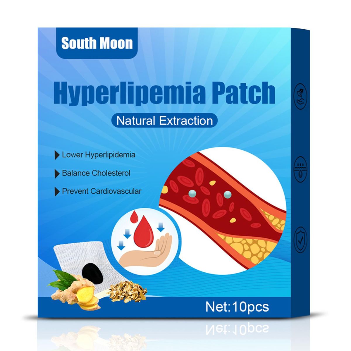 South Moon 10Pcs Hyperlipemia Patches Natural Extraction Non-woven Fabric Lower Hyperlipemia Balance Cholesterol Stop Cardiovascular