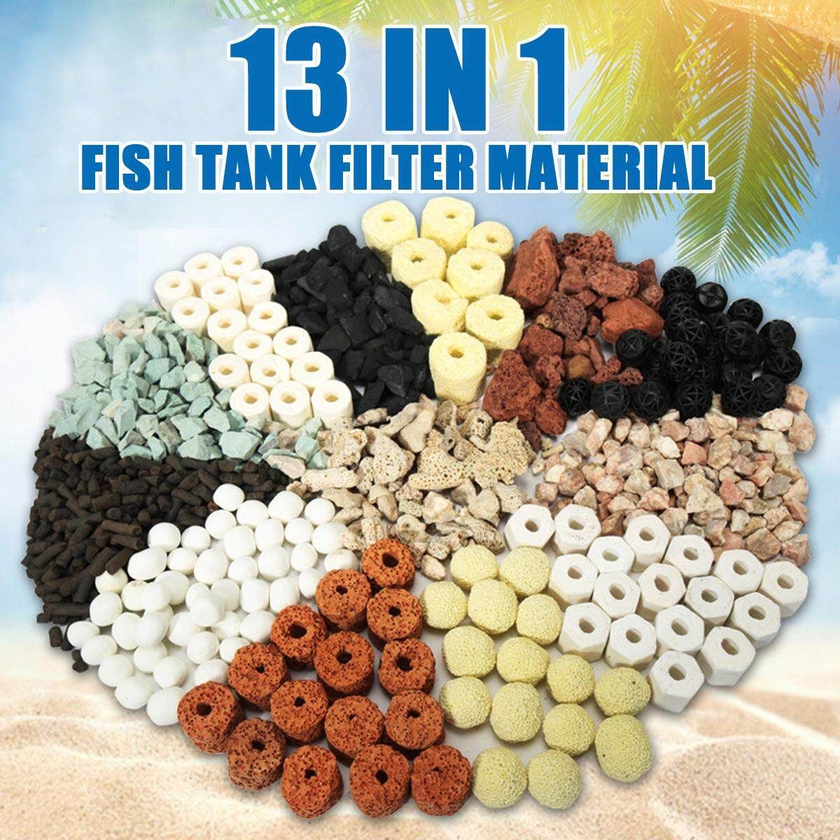 13 In 1 Fish Tank Aquarium Filter Media Ceramic Rings Bio Balls Filtration Tool