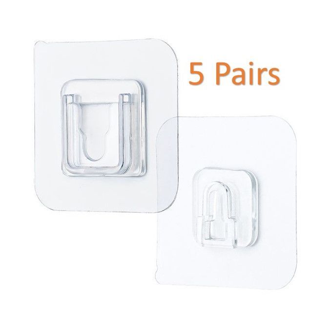 5-pairs Double-Sided Strong Self-adhesive Wall Hooks Door Sticky Hooks