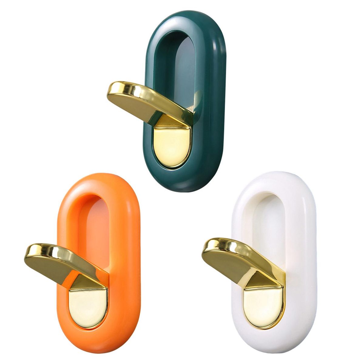 3Pcs Organizer Hook Strong-adhesive Hanging Hook Wall Storage Hanger Mix Color