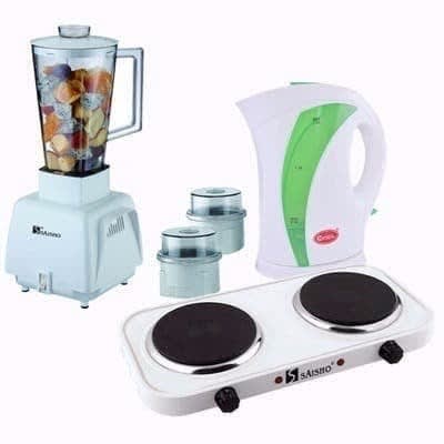 3 In 1 Kitchen Bundle - Blender,Double Burner & Electric Kettle