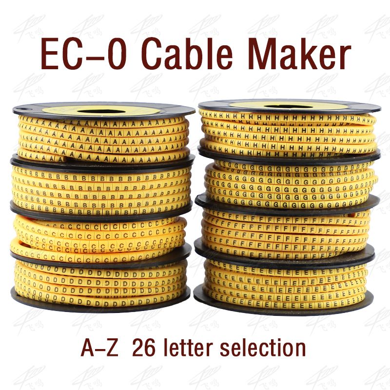 1000PCS EC-0 Cable Wire Marker A To Z For Cable Size 1.5