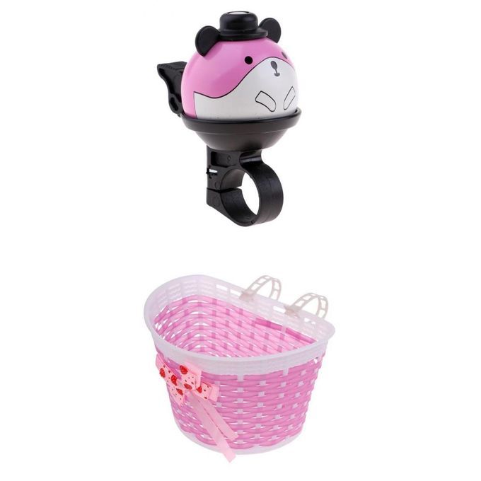 Kids Bike Front Basket Shopping Holder Ring Bell Horn Hooter