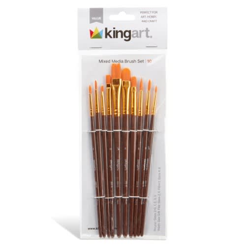 Kingart Value Pack All-purpose Art Craft & Hobby Paint Brushes - Set Of 10