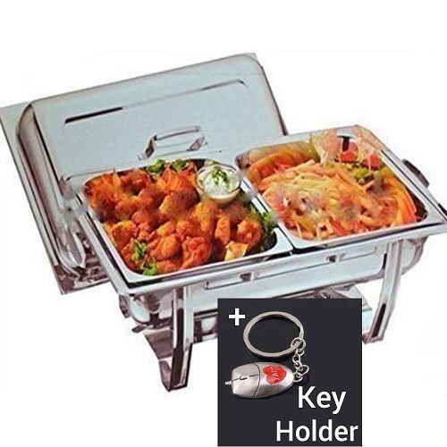 2 Divider Food Heat & Serve Chafing Dish+ Key Holder