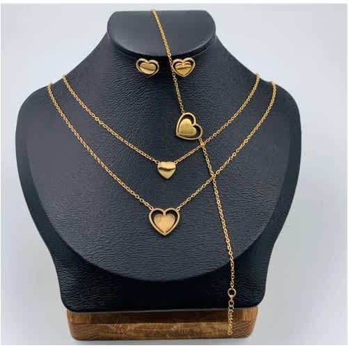 Heart Decor Jewelry Set 4pcs