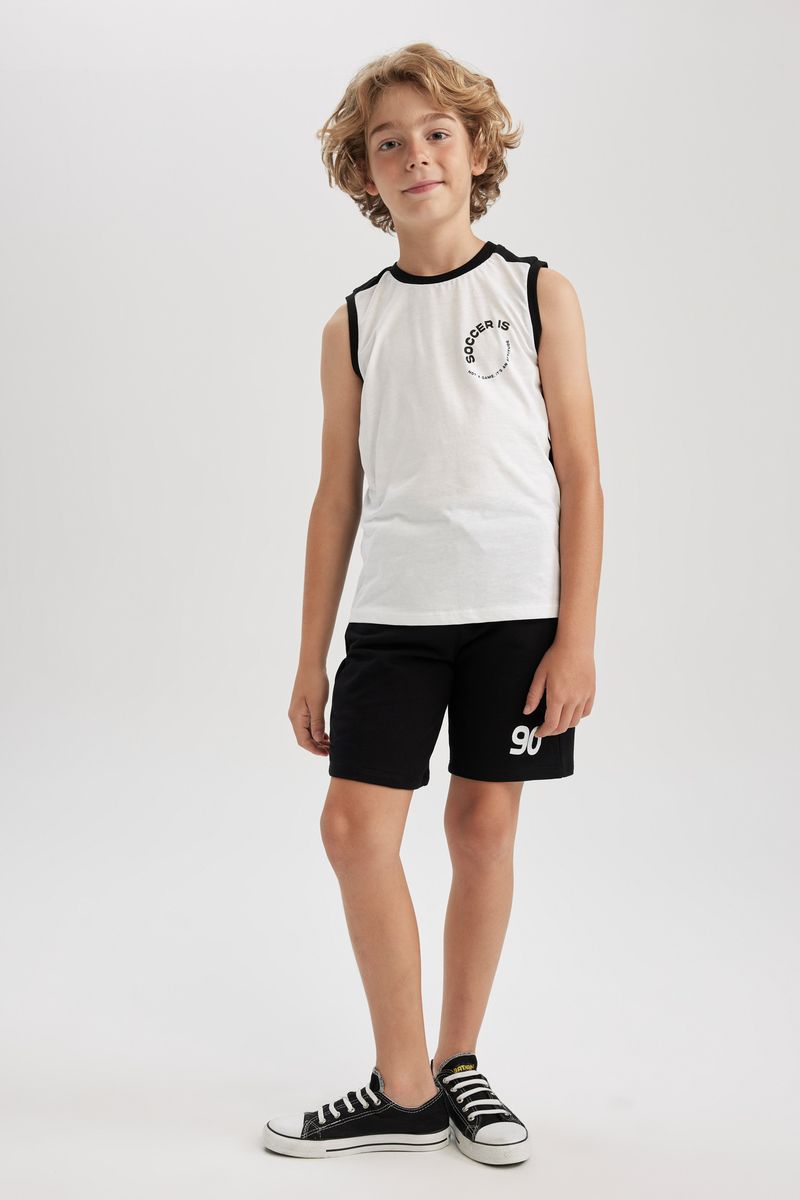 2 Piece Boy Casual Regular Fit Crew Neck Sleeveless Knitted Set - Black