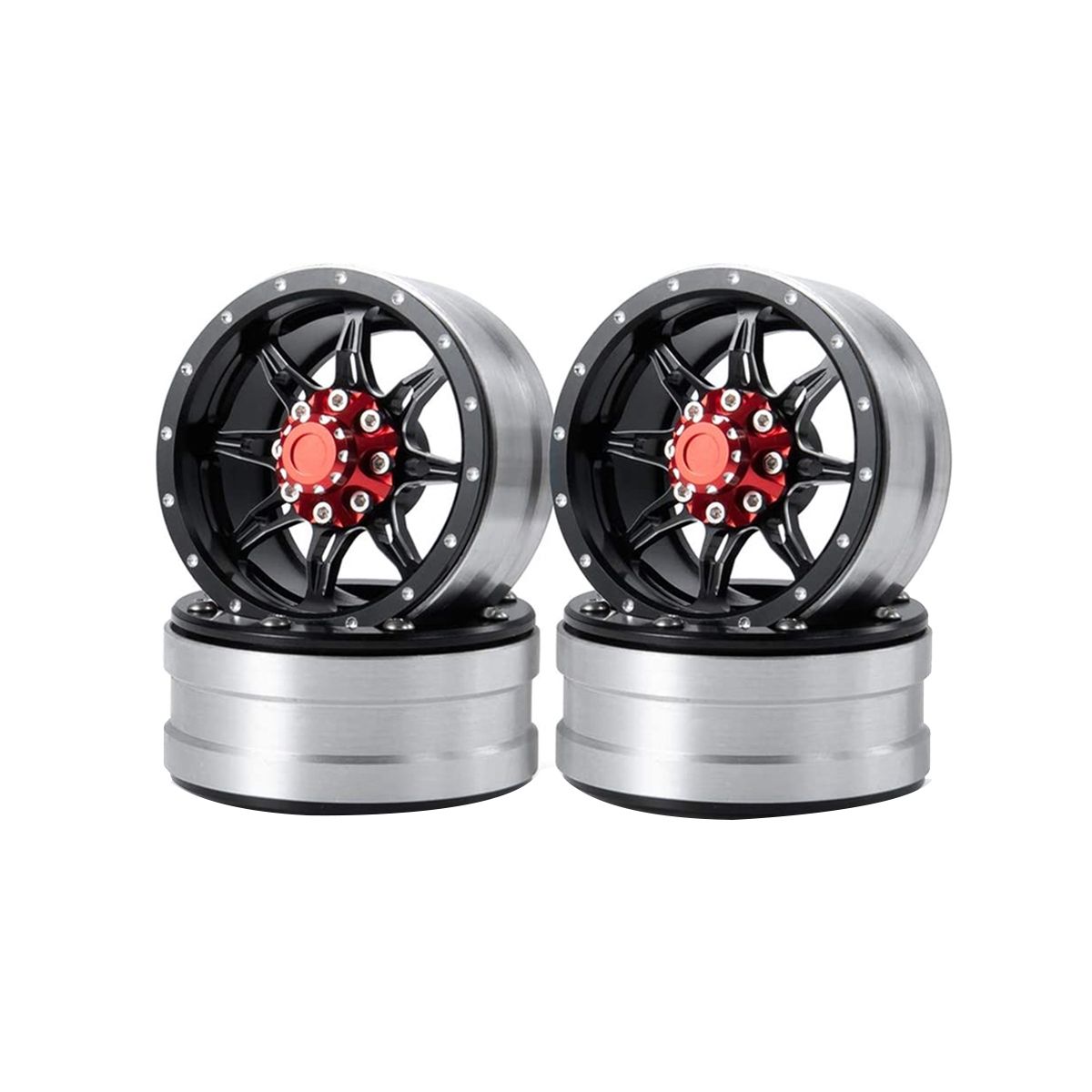 4Pcs Aluminum Alloy 1.9inch Beadlock Wheel Rims Hub for 1/10 AXIAL SCX10 SCX10 III CC01 D90 RC Crawler Car Upgrade Parts