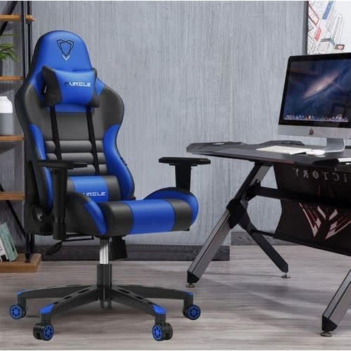Gaming/office Chair With Footrest - Blue