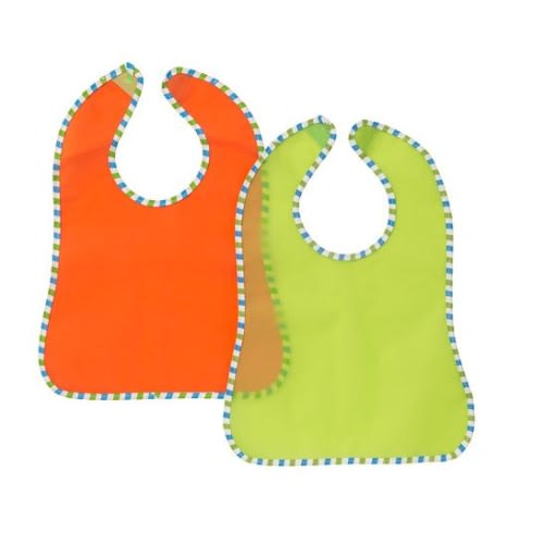 Kladd Randig Bib 2 Pack Of Splash Proof Wipe Clean Baby Feeding Bibs