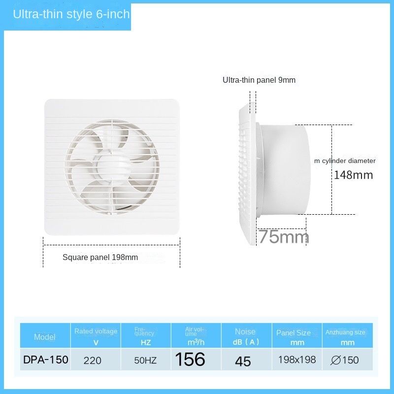 4/6/8inch Electric Portable Exhaust Fan Kitchen Low Noise