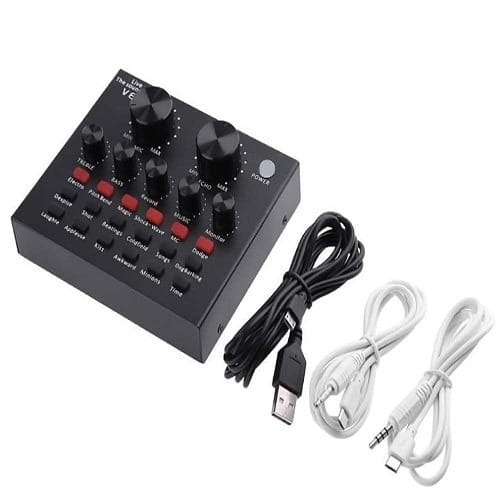 V8 Portable Audio Mixer Interface With Bluetooth Sound Card For Live Streaming/Recording/Podcast