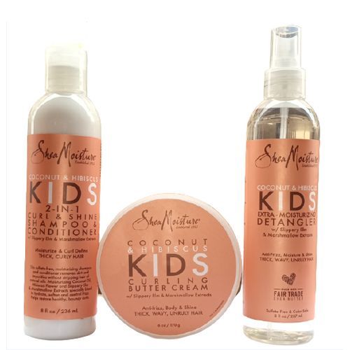 Coconut & Hibiscus Kids Shampoo, Detangler + Curling Cream