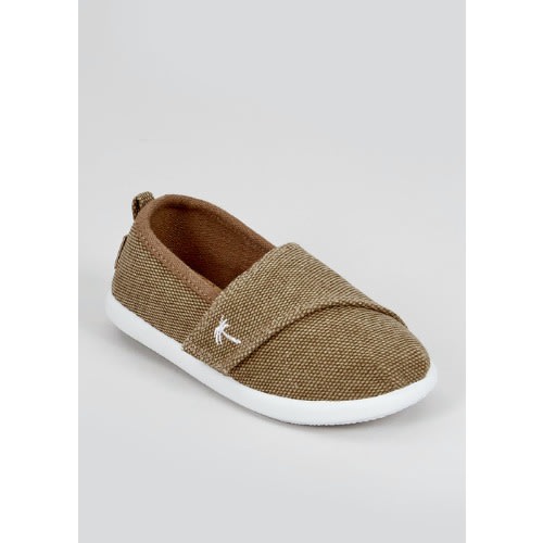 Boys Tan Slip On Plimsolls