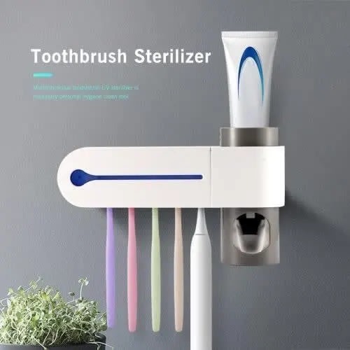 Toothpaste & Toothbrush Holder +Dispenser With Uv Sterilizer