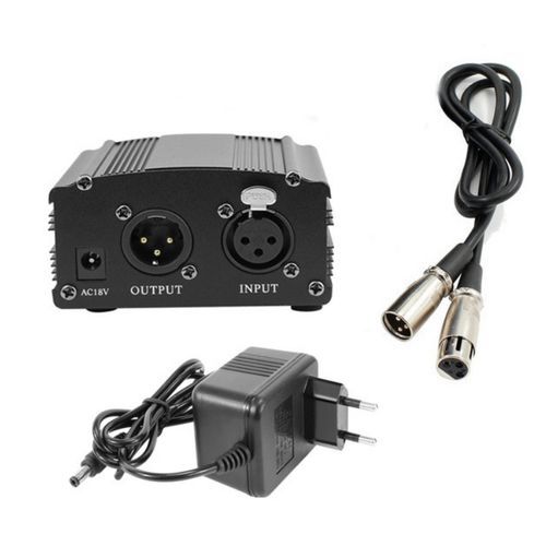 48V Phantom Power Supply With Adapter, Bonus+XLR 3 Pin Microphone Cable For Any Condenser Microphone
