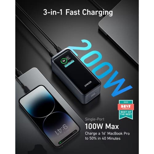 Multi Device 20000mAh Fast Charging Power Bank In Black