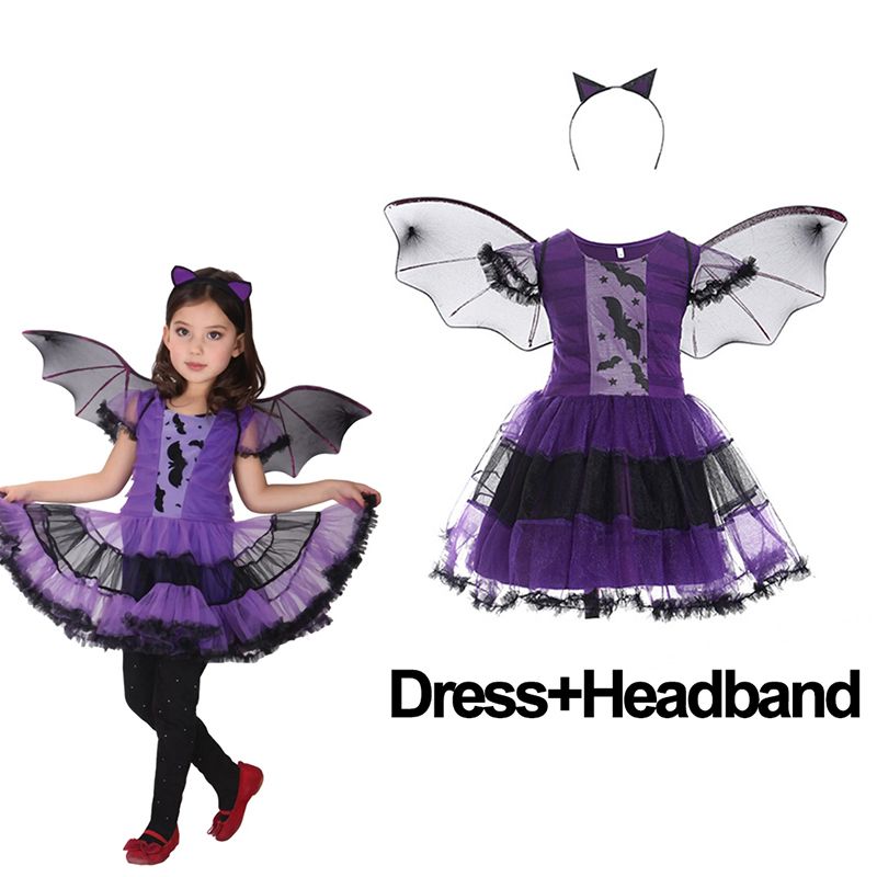 Halloween Witch Vampire Girls Costume Children Cosplay Princess Dresses