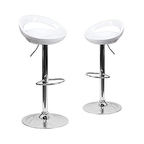 Adjustable Round Swivel Counter Height Bar Stool - Ps Set Of 2 - WHITE