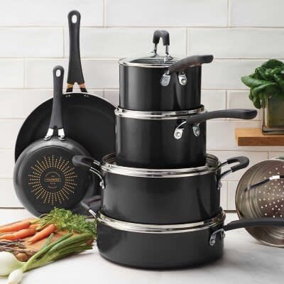 Nonstick Porcelain Enamel Cookware Set - 11-pieces