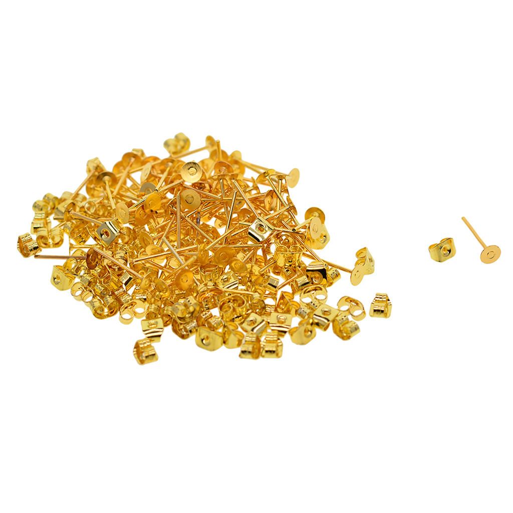 100 Pairs Flat Ear Pin Studs Earring Posts With Back