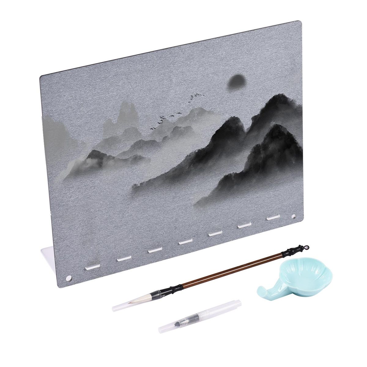 Reusable Water Drawing Board Buddha Writing Painting for Meditation Release Pressure Relaxation with Water   Brush & Stand Artist Supplies Board Reusable and Repeatable Gifts for Women or Men Kids 40x30cm/16x12in