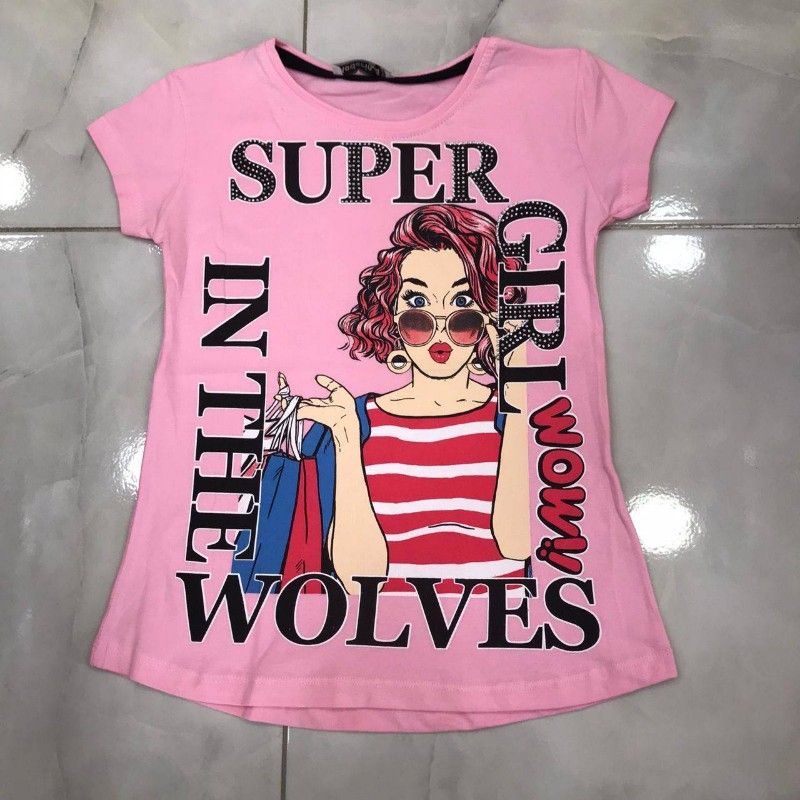 Unique Super Girls Print Tshirt/pink