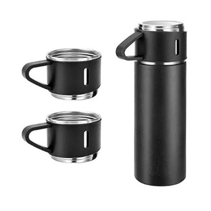 Vacuum Flask Set + extra 2 cups - 500ml - Black