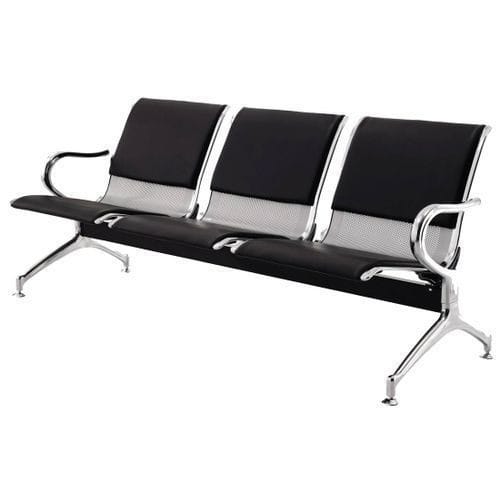 Leather Padded Waiting Bench - Black