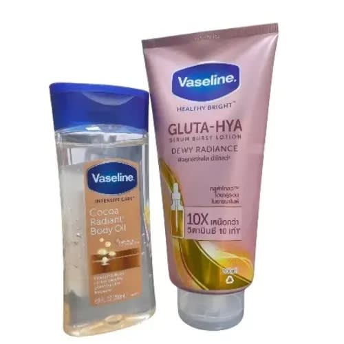 Cocoa Radiant Body Oil - 200ml & Gluta Hya Dewy Radiance - 300ml Combo Set Of Two